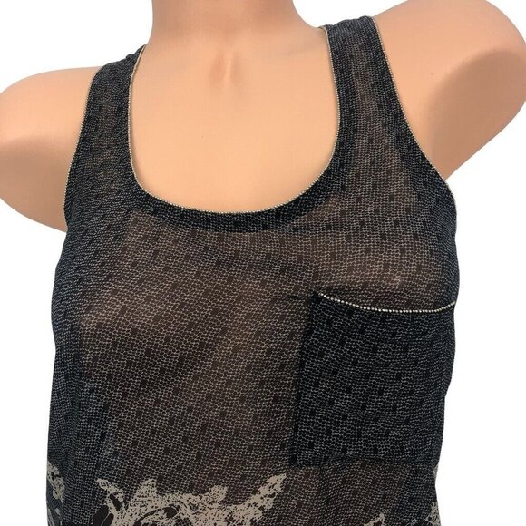 Collective Concepts Floral Print Flowy Boho‎ Tank Top Sheer Sleeveless Blouse S - Picture 2 of 8